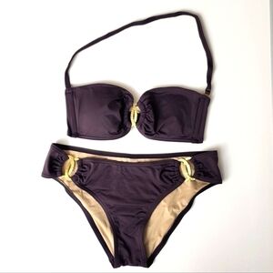 VS Vintage Strapless double O ring Bikini Top & Bottom Swim Set